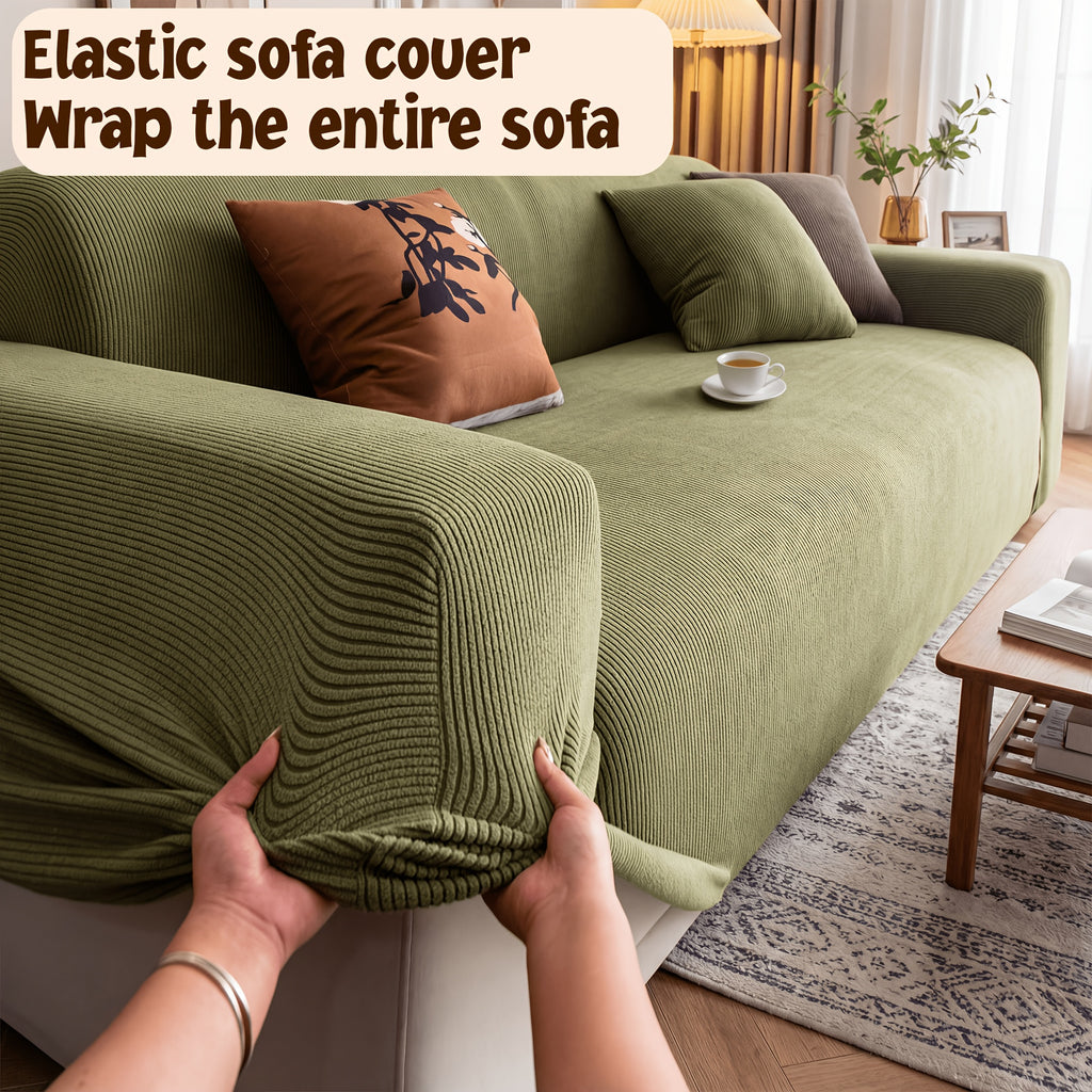 Sofa Slipcover with Skirt – Stretch Jacquard Full Coverage Couch Cover, Pet Proof Non-Slip Machine Washable, Fits 1 2 3 4 Seater Sofa for Living Room Bedroom, All Season Furniture Protector