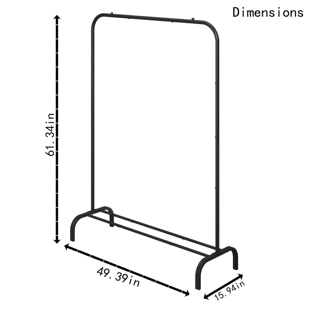 Heavy Duty Portable Clothes Rack with Bottom Metal Shelf – Large Capacity Coat & Shirt Organizer, Easy Assembly, 39.5" x 61.3", Black White Grey Gold