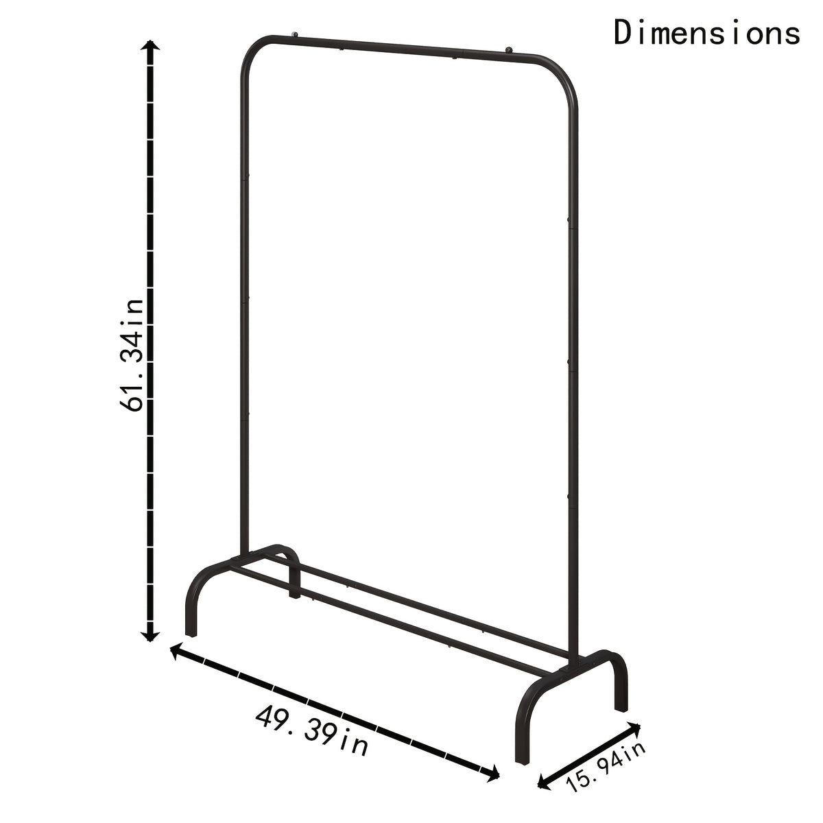 Heavy Duty Portable Clothes Rack with Bottom Metal Shelf – Large Capacity Coat & Shirt Organizer, Easy Assembly, 39.5" x 61.3", Black White Grey Gold