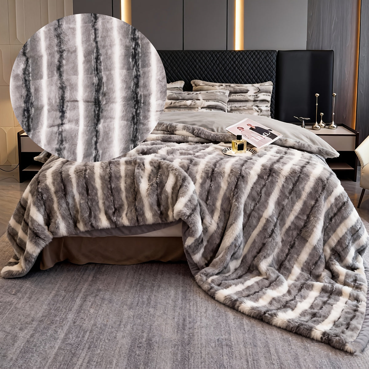 Faux Rabbit Fur Throw Blanket – Double Layer, Thick & Warm, Fluffy Luxury Blanket in Gradient Colors | 3 Sizes: 40x60, 60x80 & 90x108 Inch | Cozy for Sofa, Bedroom & Living Room | Perfect Winter Gift