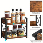Countertop Spice Rack Organizer with Coffee Pod Holder – Metal Kitchen Seasoning Storage Rack for Counter, Powder-Coated Bathroom Cosmetics Organizer