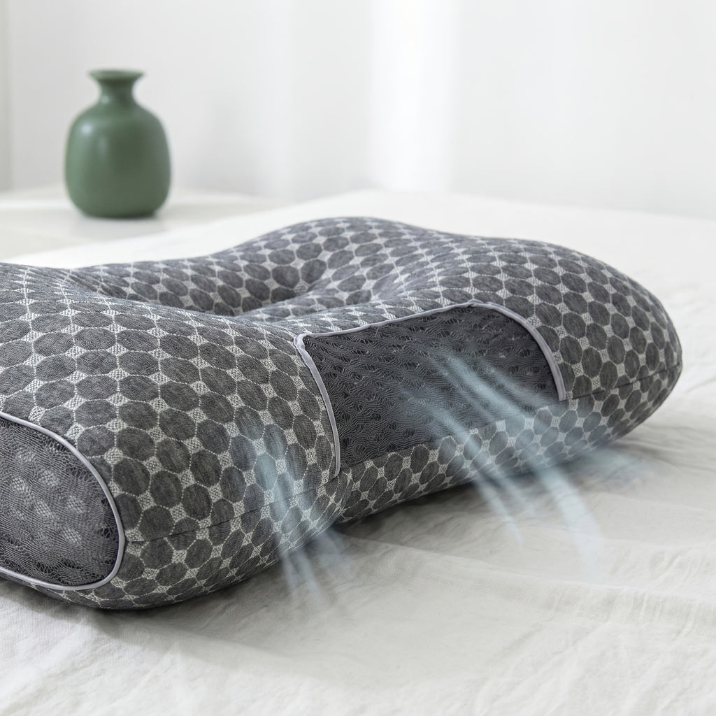 Ergonomic Neck Pillow 2-Pack with 3D Honeycomb Mesh Surface, Breathable Cooling Anti-Sweat Sleep Pillow, Soft Supportive Cushioning for Side and Back Sleepers