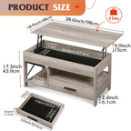 Lift Top Coffee Table with Storage Drawers & Hidden Compartment – Modern Wood Living Room Center Table, Space-Saving Multifunctional Design, 5 Colors