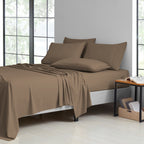 Bamboo Blend Cooling Sheet Set 6-Piece 2000 Thread Count Satin | Deep Pocket 16" Hypoallergenic Breathable Bed Sheets, Twin Full Queen King Cal King, 20 Colors