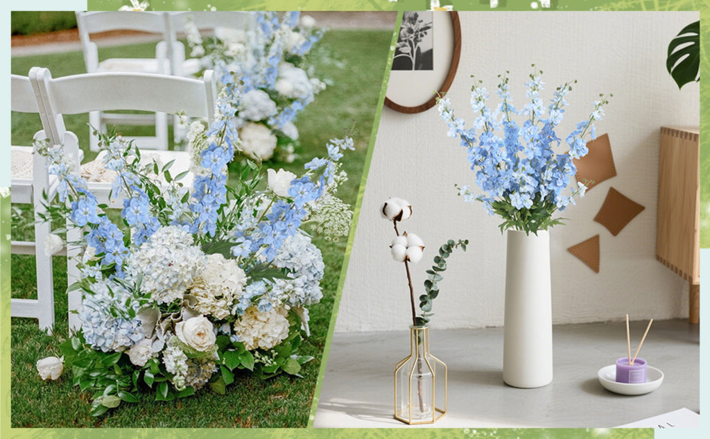 Artificial Delphinium Flowers 6pcs 33.5 Inch Long Stem Faux Snapdragon for Vase, Wedding, Home & Party Decor