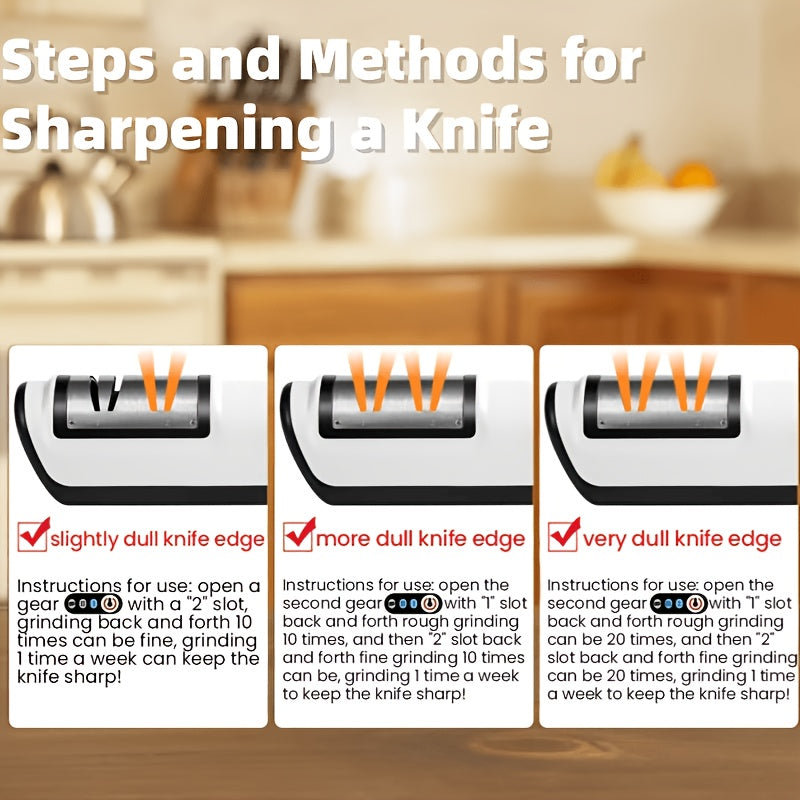 USB Rechargeable Electric Knife Sharpener Professional - Portable Electric Knife Polisher for Chef Knives, Fruit Knives & Kitchen Blades - Fast Sharpening, Multi-Scenario Use, Home & Outdoor