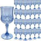 Plastic Vintage Wine Glasses Set of 24 – 7oz Unbreakable Crystal Highball Glasses for Wine, Champagne & Water | Reusable Wedding & Party Drinkware