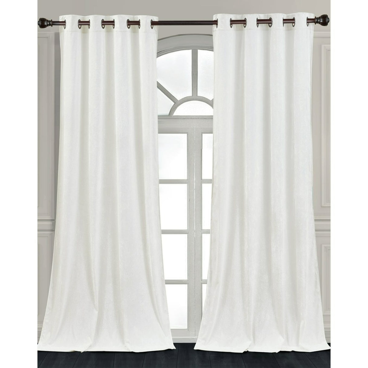 Luxury Distressed Crushed Velvet Curtains - 4-Piece Set (2 Panels + 2 Tiebacks), Grommet Top, Room Darkening | 10 Colors, 3 Sizes