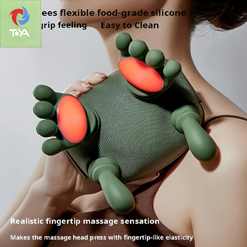 USB Cordless Neck & Shoulder Massager with 6D Hand Simulation – Electric Deep Kneading Shiatsu Massager for Neck Shoulder Back Pain Relief, USB-Powered with Charging Cord