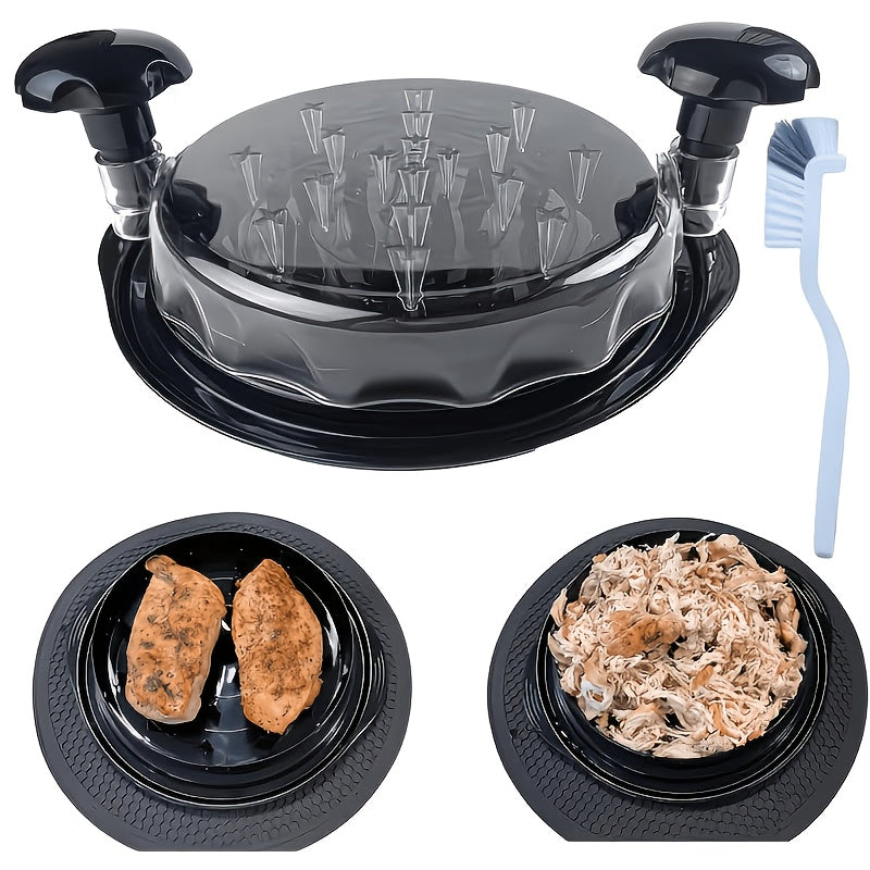 Chicken Shredder 10.8 Inch Large with Transparent Lid – Ergonomic Handle, Dishwasher Safe, Non-Slip Base, Heat Resistant, Includes Cleaning Brush – Fast Meat Shredder for Chicken, Pork & Beef