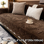 Faux Rabbit Fur Sofa Cover Thick Winter Warm Couch Protector Non-Slip Machine Washable Pet-Friendly Floral Sofa Slipcover for 1 2 3 4 Seater Living Room Bedroom