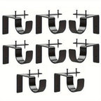 No-Drill Black Curtain Rod Brackets – Heavy Duty Screwless Steel Holders, Adjustable, Holds 20 lbs | Set of 4, 8, or 12 | Nuvia Haven