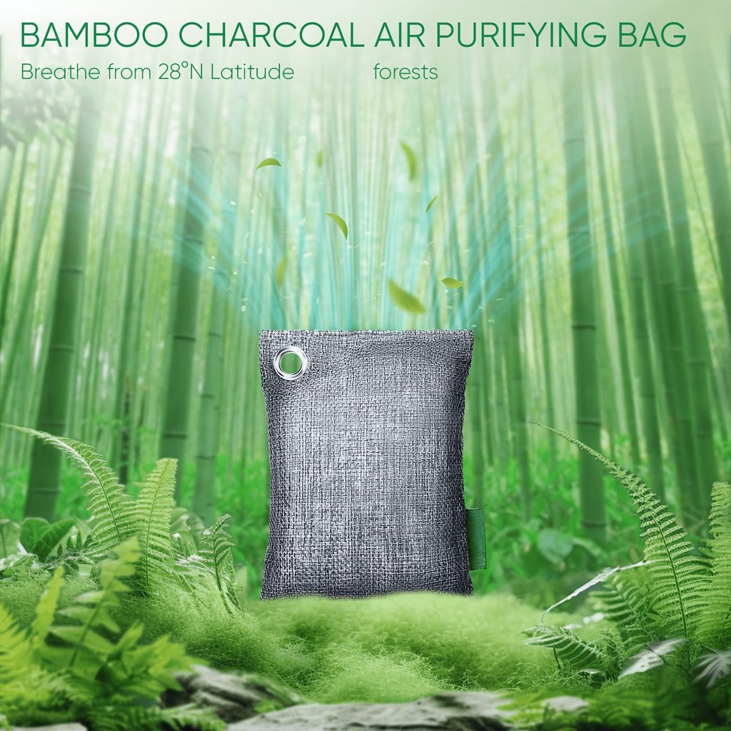 Bamboo Charcoal Odor Absorber Bags, Activated Charcoal Air Purifying Odor Eliminator for Home Car Closet Pet & Smoke Room, Natural Unscented Deodorizer, 6-Grid or 10-Pack