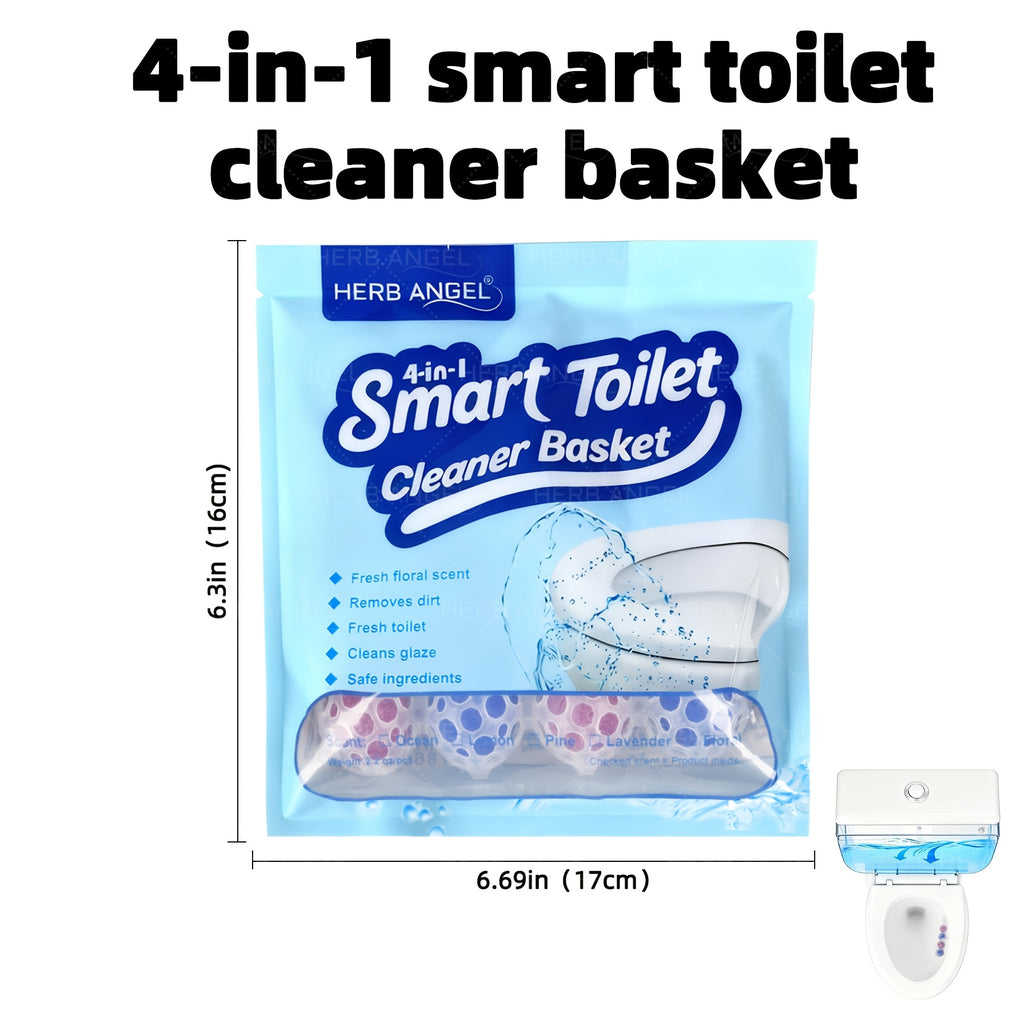 4-in-1 Toilet Cleaner Hanging Basket 5 Pack 65g – 200+ Flushes, Deodorizes & Removes Yellow Stains, Non-Corrosive Tablets for Smart, Hanging & No-Tank Toilets, 4 Fresh Scents: Ocean, Lemon, Lavender, Floral