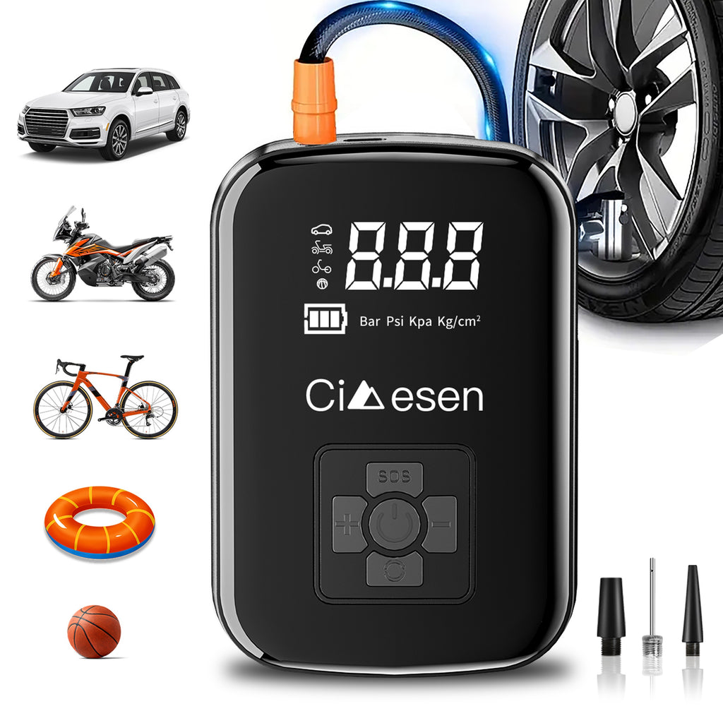 Portable Tire Inflator Cordless Air Compressor – 100W Digital Display, 4000mAh USB-C Fast Charge, 5 Modes, Multi-Nozzle, for Car Motorcycle Bicycle Tires & Sports Balls, 6 Colors
