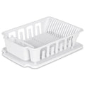 Large 2-Piece Dish Rack & Drainboard Set - 18.8" x 13.8" Sink Dish Drying Rack with Flatware Holder & 8 Cup Holders, Inclined Drainboard, Family Size, White
