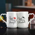 Ceramic Couple Mug Set of 2 – Kissing Design Insulated Love Mugs 360ml 12oz for Coffee Tea, Anniversary Wedding Valentine's Day Gift