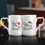 Ceramic Couple Mug Set of 2 – Kissing Design Insulated Love Mugs 360ml 12oz for Coffee Tea, Anniversary Wedding Valentine's Day Gift