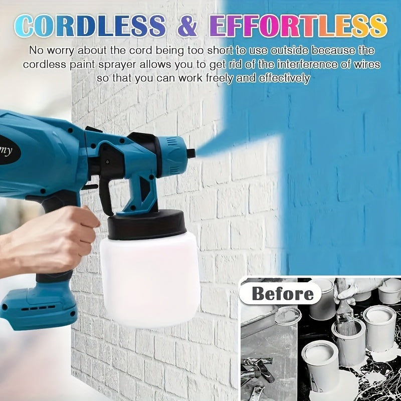 HVLP Electric Airless Paint Sprayer Gun with 3 Spray Patterns 27oz Container for House Walls Fence Furniture Cabinets Doors Car DIY Projects – Easy Clean Cordless Electric Spray