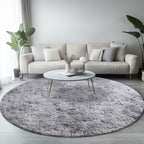 Round Shaggy Rug Soft Fluffy Plush Circular for Bedroom & Living Room – Easy Clean, Tie-Dye & Solid Colors, 3 Sizes 4x4 5x5 6x6ft