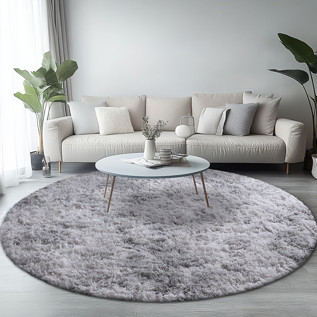 Round Shaggy Rug Soft Fluffy Plush Circular for Bedroom & Living Room – Easy Clean, Tie-Dye & Solid Colors, 3 Sizes 4x4 5x5 6x6ft