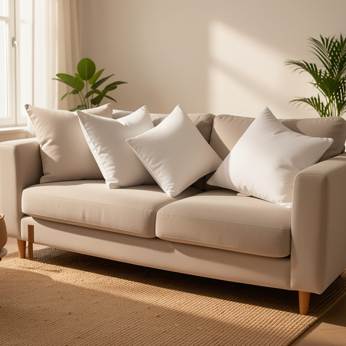4-Pack 18x18 Pillow Inserts Waterproof Square Stuffer Pillow Form Hug Pillow Core for Living Room Bedroom Patio Sofa Indoor Outdoor