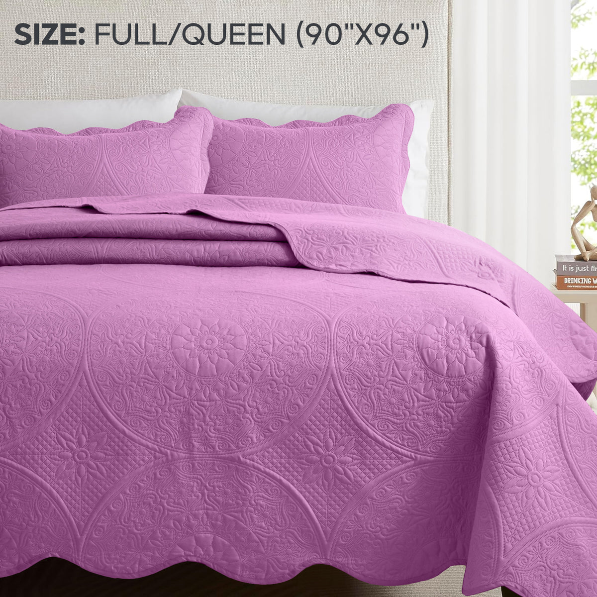 Luxury Quilted Bedspread Set 3 Piece Floral Coverlet with Pillow Shams Breathable Lightweight All Season - Twin Queen King California King 16 Colors