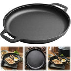 Pre-Seasoned Cast Iron Skillet 14 Inch Dual Loop Handles Nonstick Pizza Pan BBQ Pancake Griddle Oven Stovetop Grill Campfire Safe Even Heating