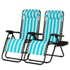 Set of 2 Zero Gravity Recliner Lounge Chairs with Cup Holder Tray – Adjustable Outdoor Relaxing Chairs for Patio, Lawn, Garden & Beach | 7 Color Options