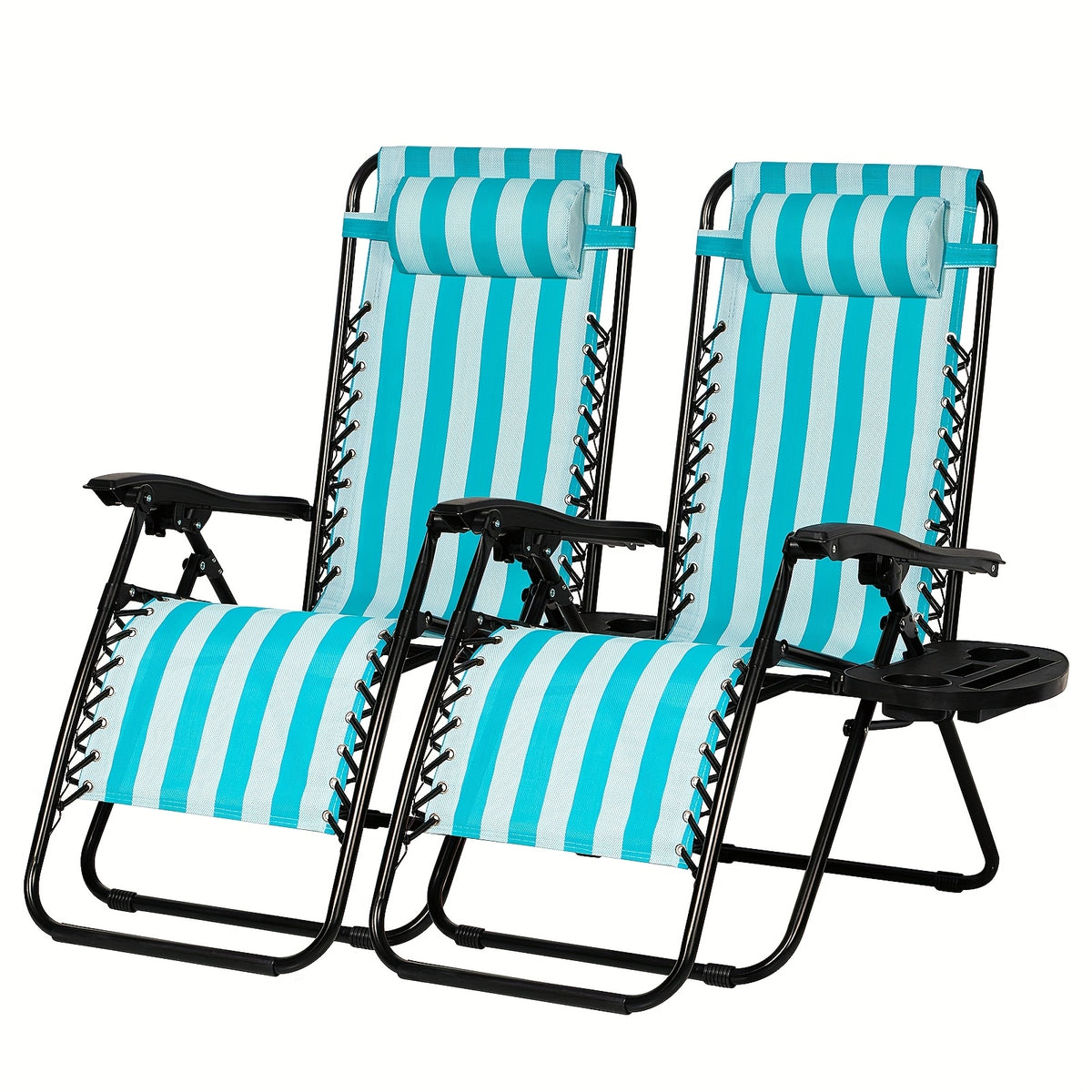 Set of 2 Zero Gravity Recliner Lounge Chairs with Cup Holder Tray – Adjustable Outdoor Relaxing Chairs for Patio, Lawn, Garden & Beach | 7 Color Options