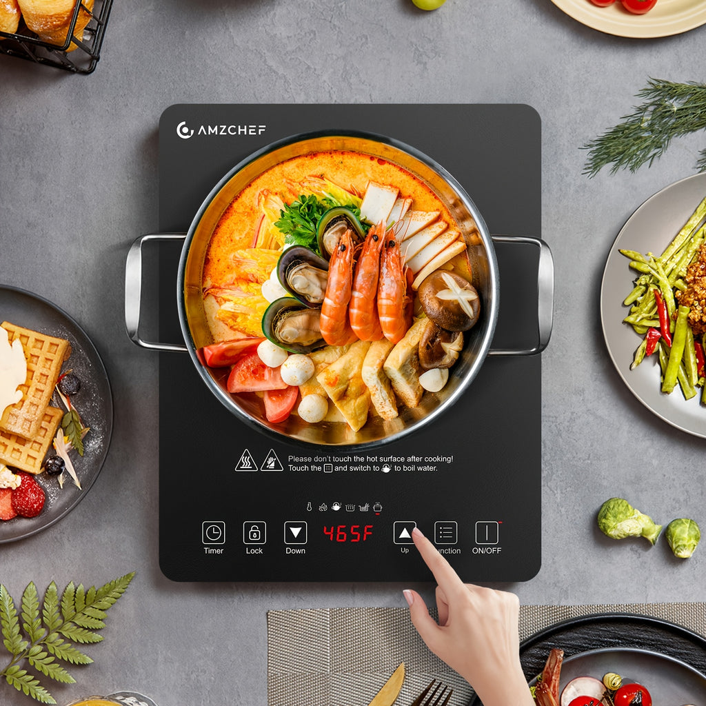 1800W Induction Cooktop Single Burner Countertop Cooker with Intelligent Touch Control, Multi-Level Power, Timer & Overheating Protection — Portable Induction Stove for Home, Dorm & Gifting, Black