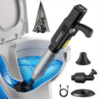 Electric Toilet Plunger 8V Cordless – High-Pressure Pneumatic Unclogger with Real-Time Pressure Display, Power Drain Opener for Clogged Toilets, Sinks & Floor Drains, Mess-Free Reusable, White Black