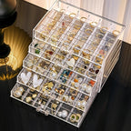 Jewelry Organizer Box Acrylic Clear with 5 Drawers & 120 Compartments, Transparent Earring Storage Box Ring Holder Display Stand for Women, Earring Organizer Jewelry Box