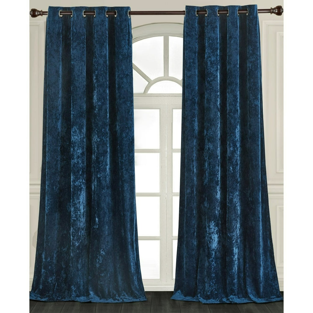 Luxury Distressed Crushed Velvet Curtains - 4-Piece Set (2 Panels + 2 Tiebacks), Grommet Top, Room Darkening | 10 Colors, 3 Sizes