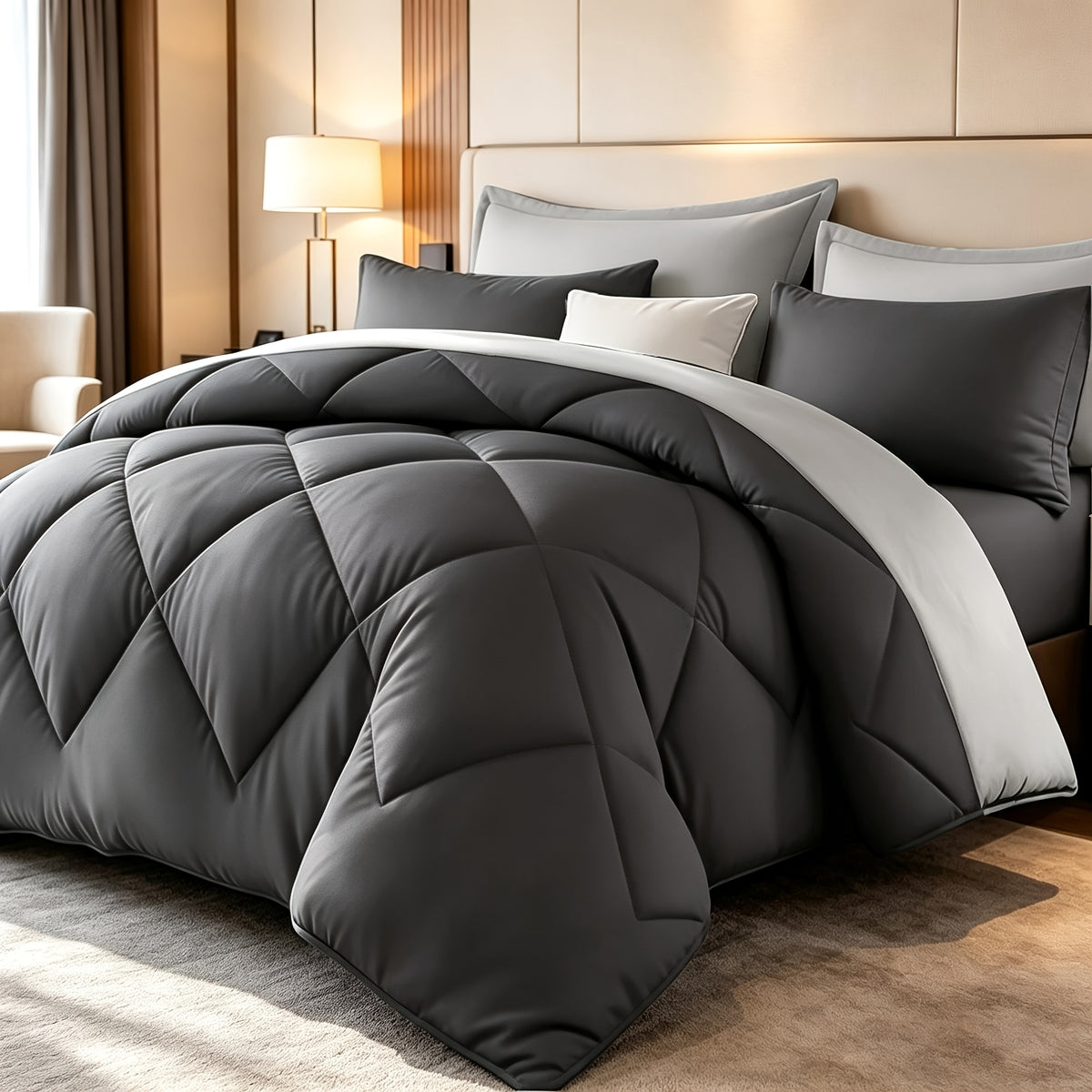 Diamond Pattern Quilt Bedding Set with Pillowcases 2/3 Piece – Soft Breathable Lightweight Comforter Twin Queen King 30+ Colors