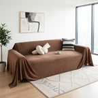 Sofa Cover Short Plush Couch Protector for 2 3 4 Seater - Machine Washable Pet Friendly Furniture Protector Slipcover All Season Thick Cushion Cover in Light Grey Deep Gray Coffee Burgundy Off White