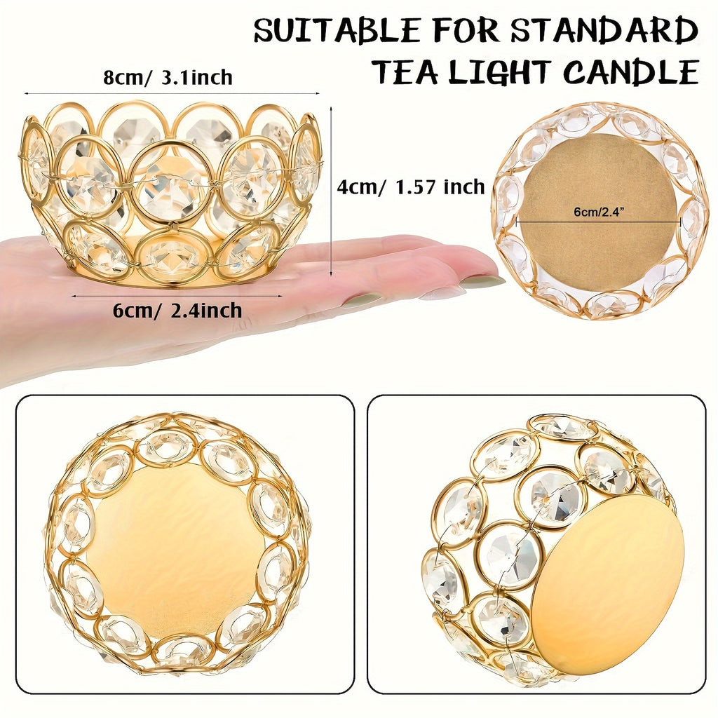 Crystal Bowl Tea Light Candle Holders Set of 20 – Wedding Centerpiece & Home Decor Dining Table Decor, Gold or Silver