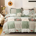 Green Floral Duvet Cover Set 3-Piece – Machine Washable Polyester with Zip Closure & 2 Pillowcases | Twin, Full, Queen, King