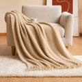 Acrylic Tassel Popcorn Texture Throw Blanket Soft Cozy for Sofa Bed Gift 8 Colors