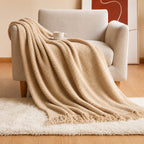 Acrylic Tassel Popcorn Texture Throw Blanket Soft Cozy for Sofa Bed Gift 8 Colors
