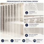 3D Geometric Water Cube Shower Curtain Translucent – Bathroom Divider with Rust-Proof Metal Eyelets & Plastic Hooks | 150 & 180 Width Home Bathroom Decor