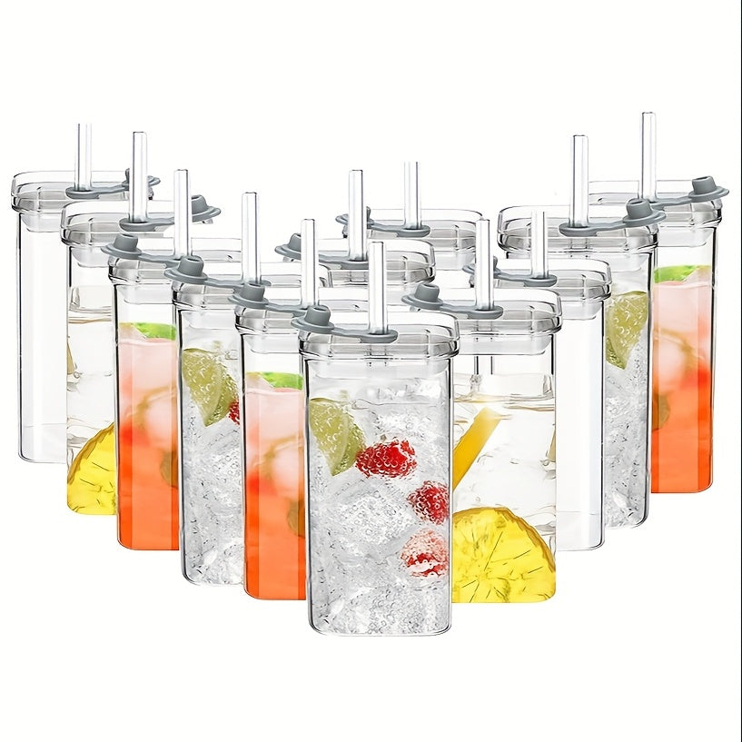 12pcs Square Glass Coffee Cups Set BPA-Free High Borosilicate 13oz Transparent Clear Drinking Glasses for Hot Cold Drinks Office Home Travel Gift for Her | Nuvia Haven