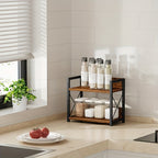 Countertop Spice Rack Organizer with Coffee Pod Holder – Metal Kitchen Seasoning Storage Rack for Counter, Powder-Coated Bathroom Cosmetics Organizer