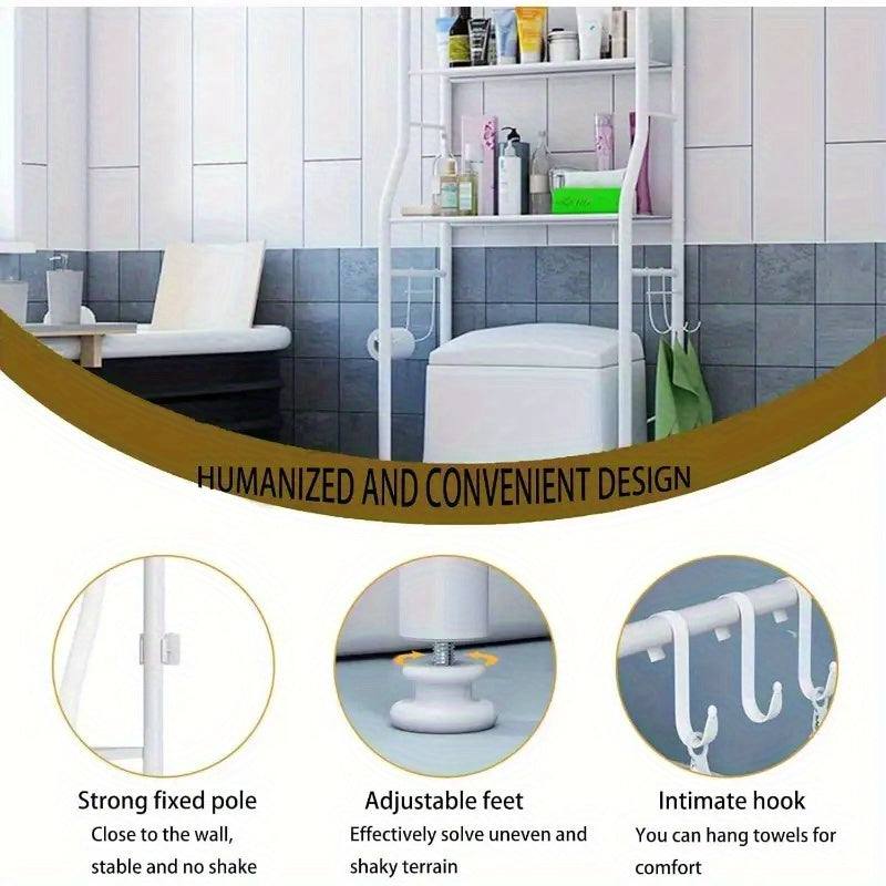 Over Toilet Storage Rack 3 Tier Metal Bathroom Organizer No Drill Space Saving Vertical Shelf Above Toilet Minimalist Design White or Black Small Bathroom Storage Solution