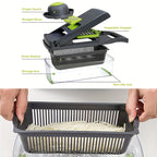 Vegetable Chopper with 8 Blades - Multifunctional Food Slicer Dicer Cutter, Onion Chopper Set with Container, 22pcs Kitchen Prep Tool