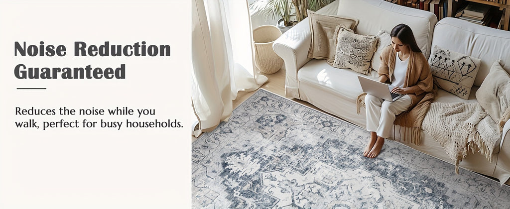 Washable Vintage Area Rug - Chenille Retro Distressed Multi-Print Foldable Lightweight Accent Rug for Entryway Bathroom Kitchen Living Room and Bedroom