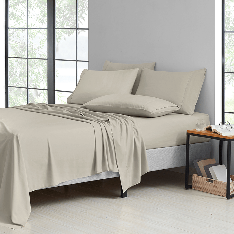 Bamboo Blend Cooling Sheet Set 6-Piece 2000 Thread Count Satin | Deep Pocket 16" Hypoallergenic Breathable Bed Sheets, Twin Full Queen King Cal King, 20 Colors