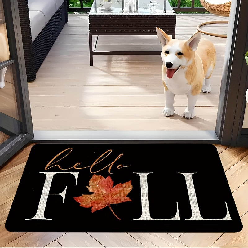 Thanksgiving Welcome Mat Autumn Maple Leaf - Non-Slip Washable Flannel Doormat for Entryway Porch Bedroom, Soft Seasonal Fall Floor Mat, 2 Sizes