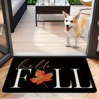 Thanksgiving Welcome Mat Autumn Maple Leaf - Non-Slip Washable Flannel Doormat for Entryway Porch Bedroom, Soft Seasonal Fall Floor Mat, 2 Sizes