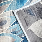 Runner Rug for Hallway Entryway Staircase - Floral European Lotus Pattern, Anti-Slip Machine Washable Long Corridor Mat, 3 Sizes, Teal Grey
